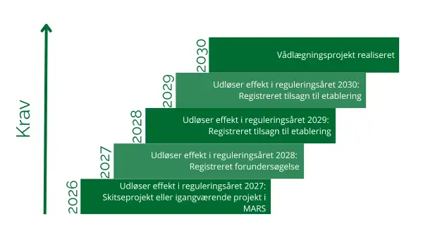 Model, der illustrerer trappemodellen og den trinvise udvikling.